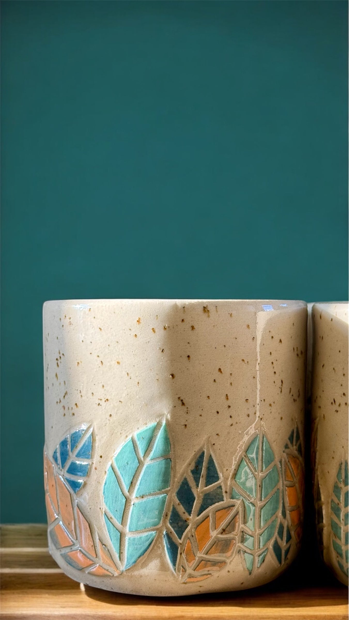 Pastel Leaves Cup - Set of 2