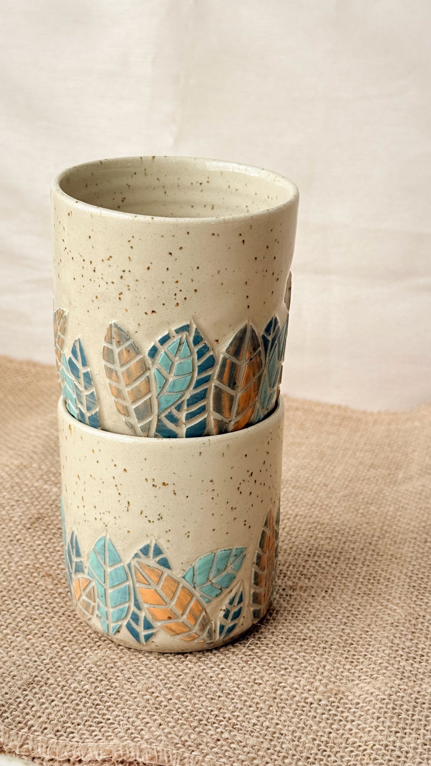 Pastel Leaves Cup - Set of 2